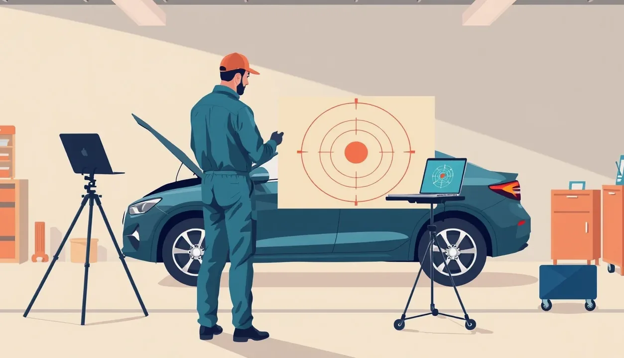 Detail prasknutého čelného skla na modernom automobile s asistenčnou kamerou