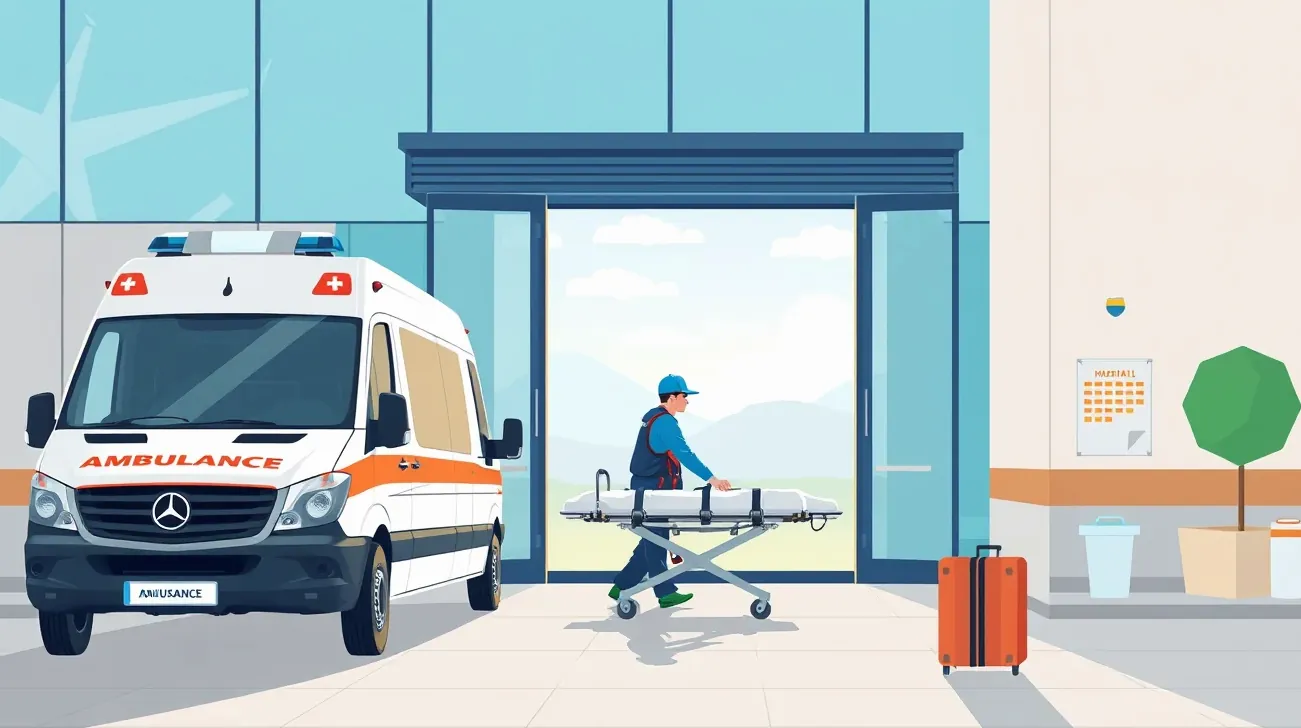 Zdravotnícky personál pripravuje vybavenie v interiéri špeciálnej leteckej ambulancie