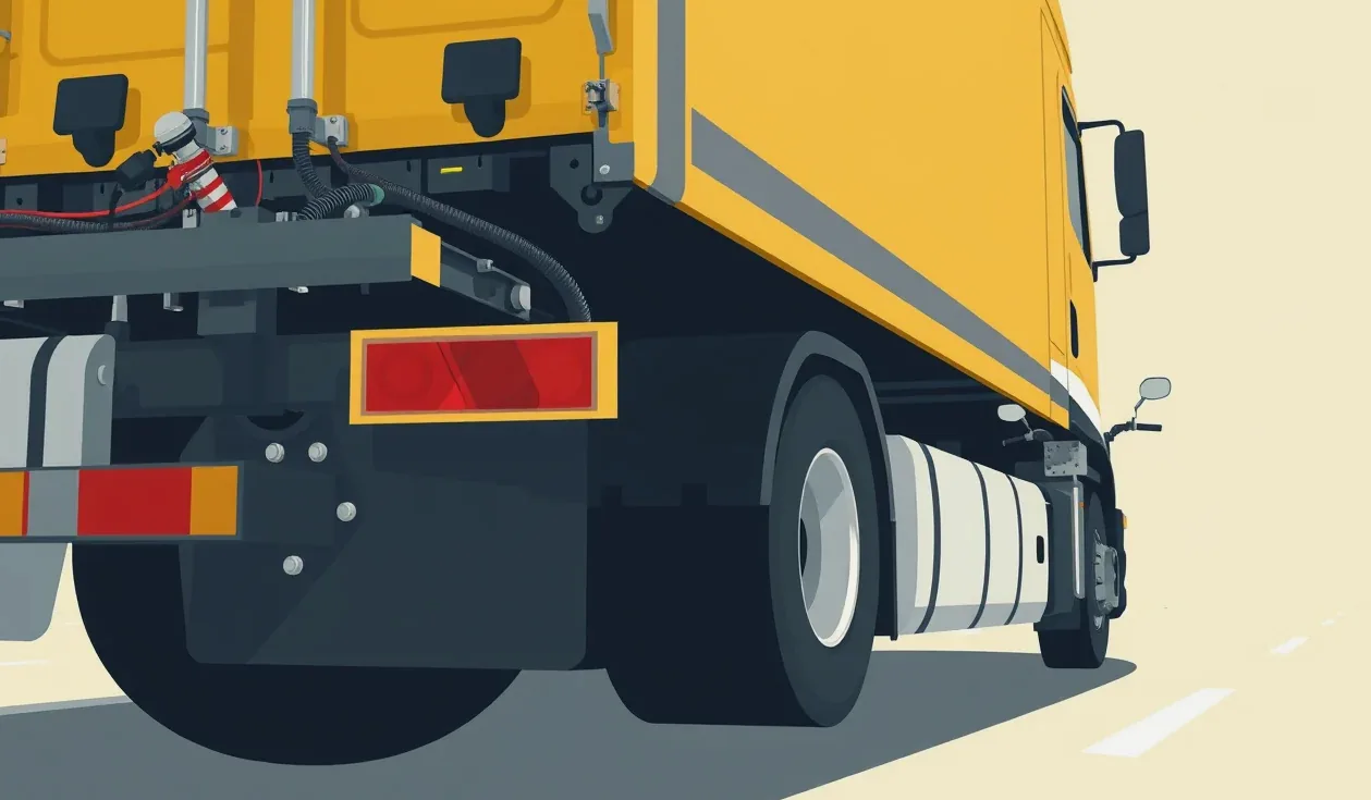 Moderný nákladný automobil odstavený na nakladacej rampe logistického centra