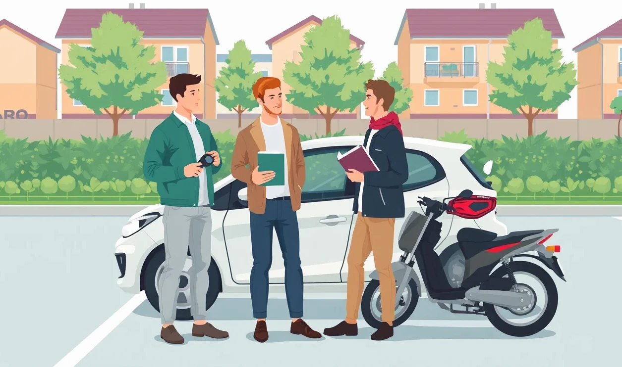 Dve osoby podpisujú zmluvu o užívaní a prevádzke spoločného automobilu pri stole