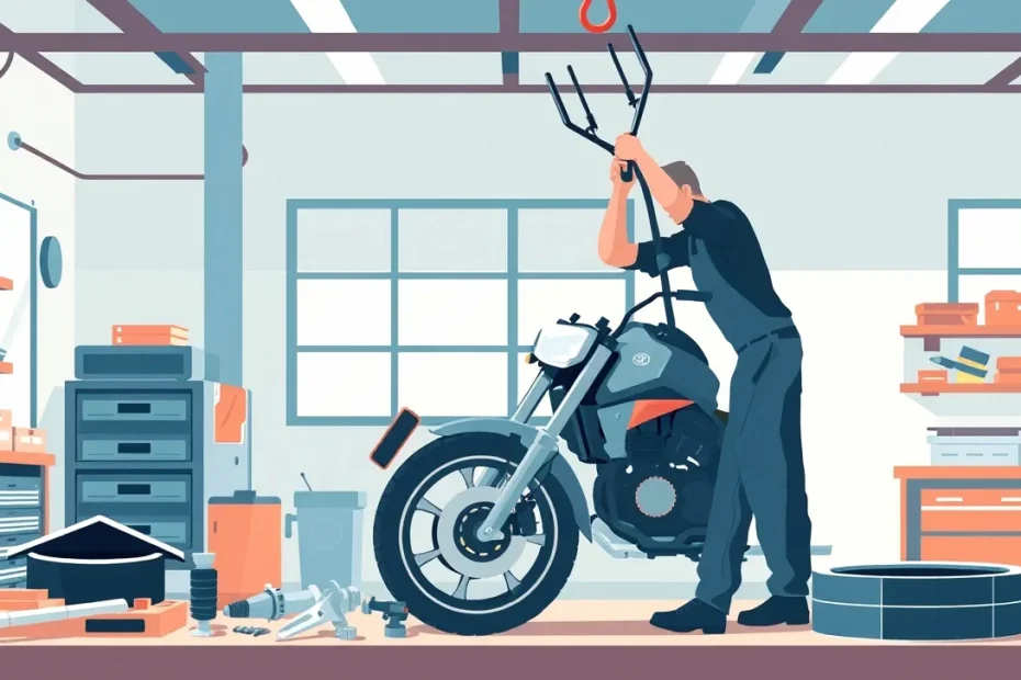 Detail zaparkovaného moderného motocykla so zameraním na brzdový kotúč a kapotáž