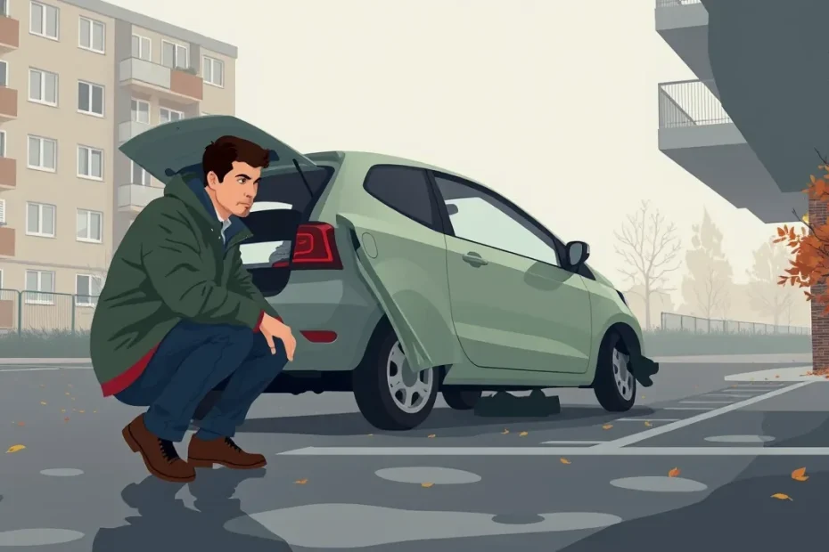 Mechanik kontroluje poškodené výfukové potrubie po odrezaní katalyzátora na zdviháku