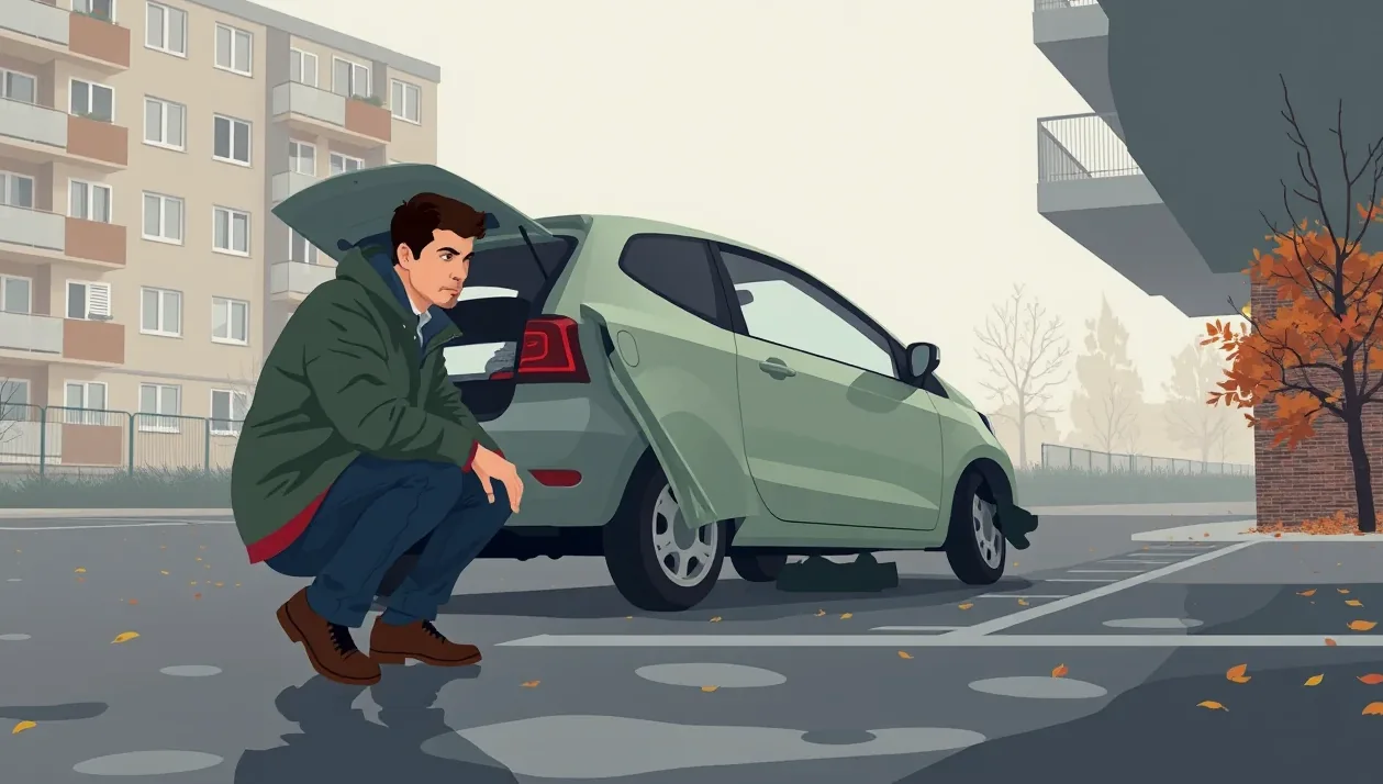 Mechanik kontroluje poškodené výfukové potrubie po odrezaní katalyzátora na zdviháku