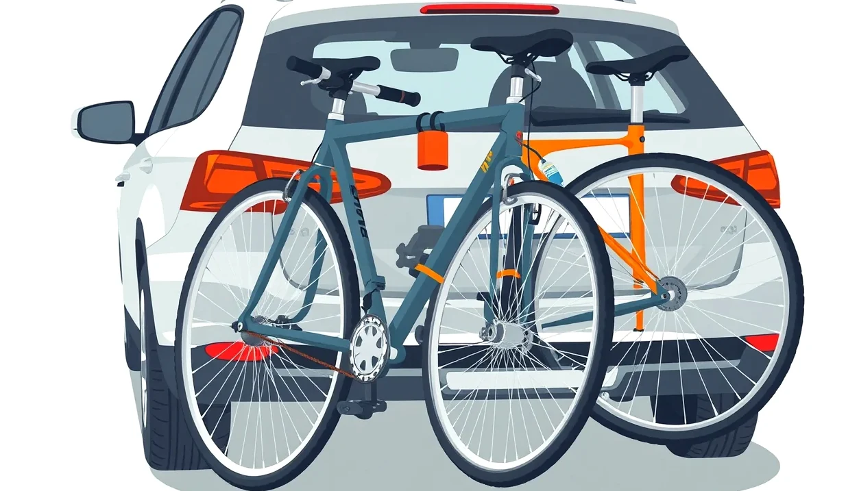 Detail bezpečnostného zámku s oceľovým lankom na ráme bicykla pripevneného k nosiču