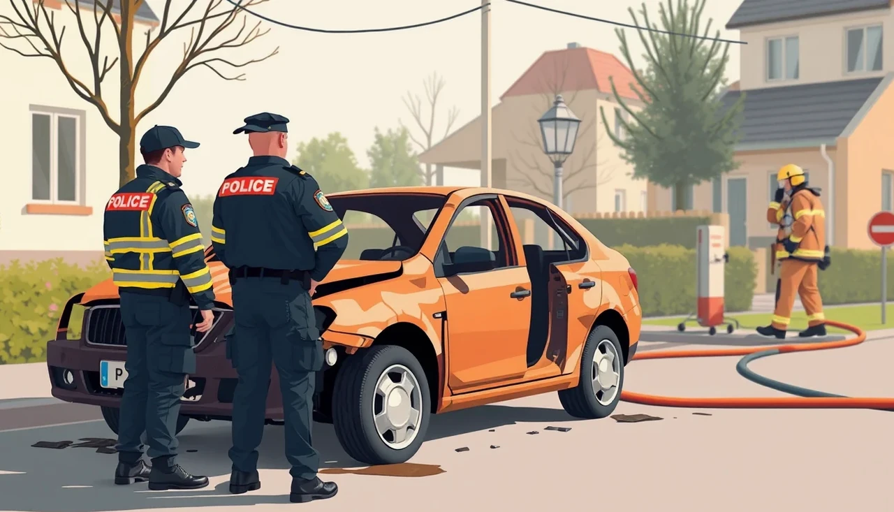 Pracovník autoservisu premeriava hĺbku poškodenia na prepálenej kapote vozidla