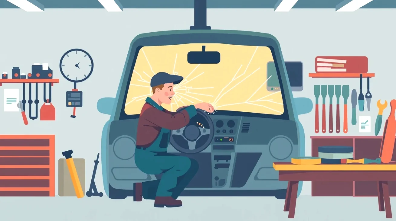 Mechanik v autoservise obhliada poškodený nárazník osobného auta