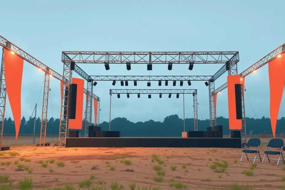 Vstupenka na hudobný festival položená na stole vedľa kalendára a okuliarov