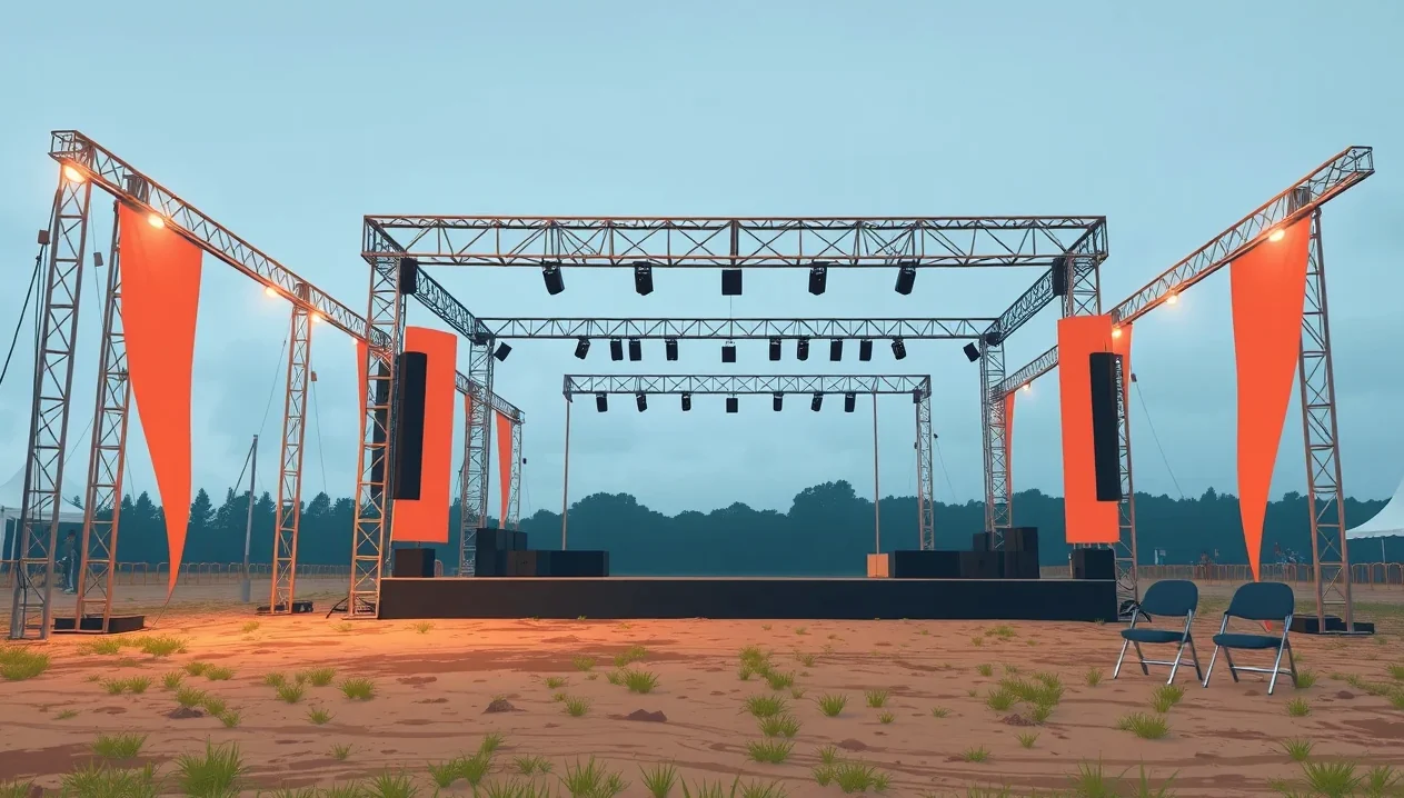 Vstupenka na hudobný festival položená na stole vedľa kalendára a okuliarov