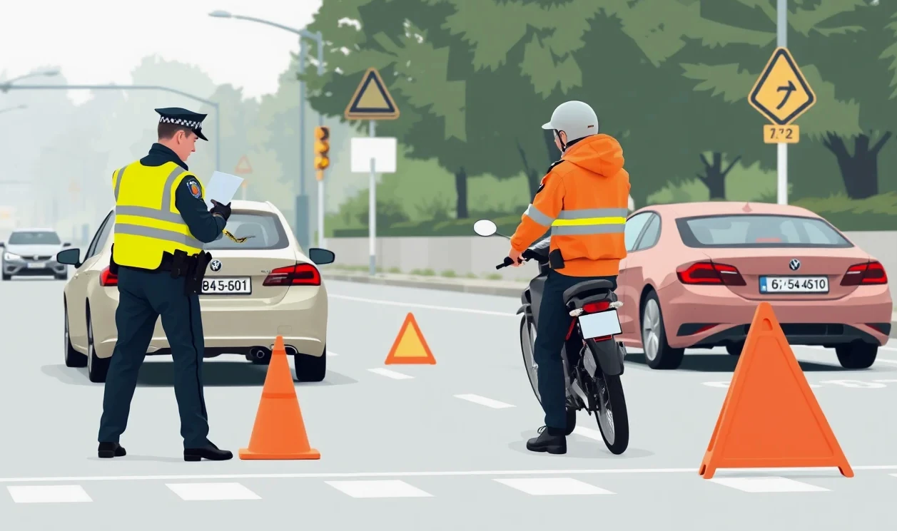 Dve havarované autá po zrážke na križovatke s poškodeným predným nárazníkom