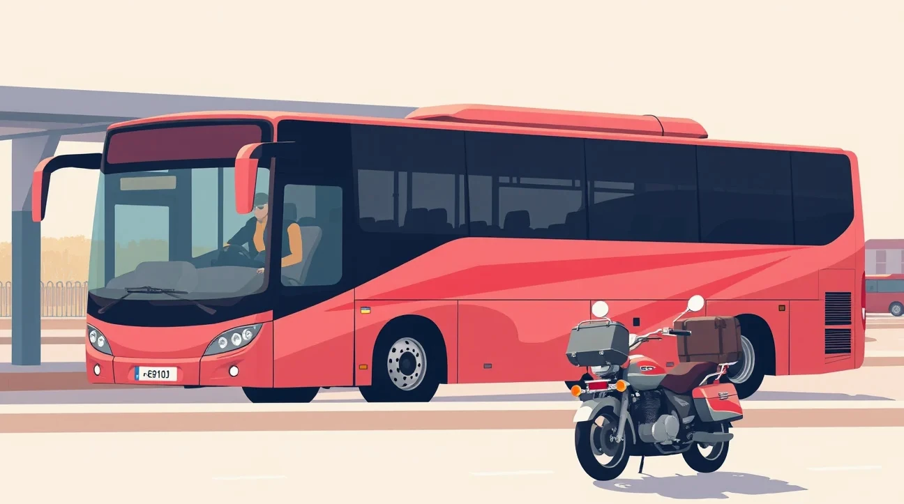 Cestujúci nastupujúci do prímestského autobusu cez otvorené predné dvere