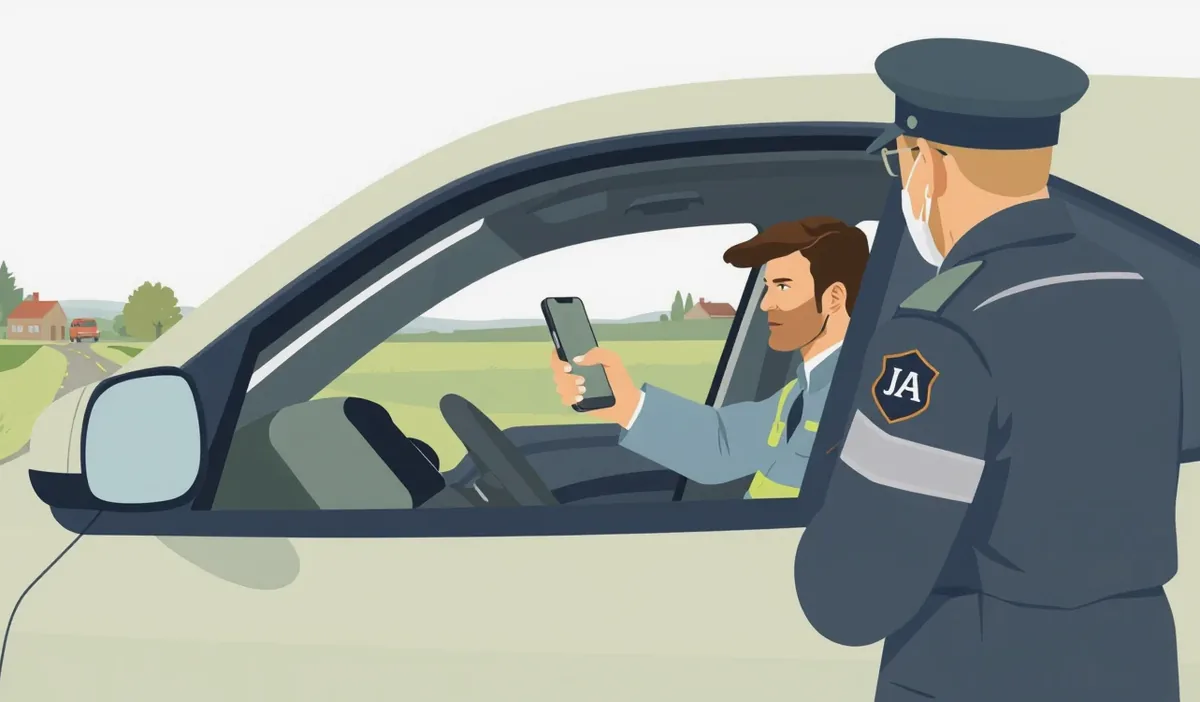 Policajná hliadka kontroluje digitálnu zelenú kartu na displeji smartfónu