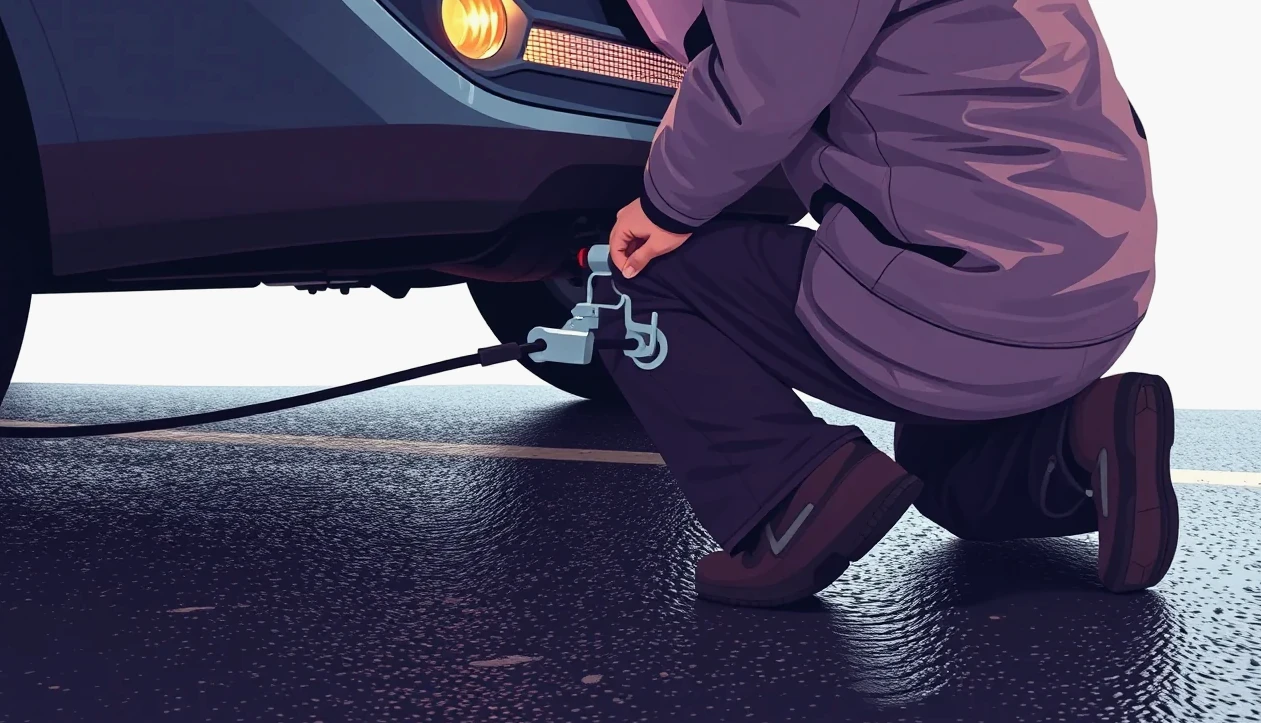Žltý odťahový špeciál nakladajúci nepojazdný osobný automobil na hydraulickú plošinu.