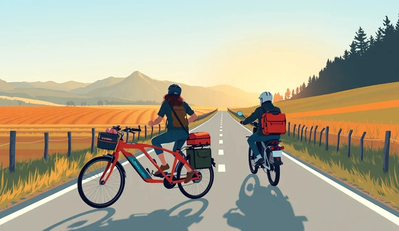 Seniorský cyklista na modernom elektrobicykli kontroluje ovládací displej na riadidlách