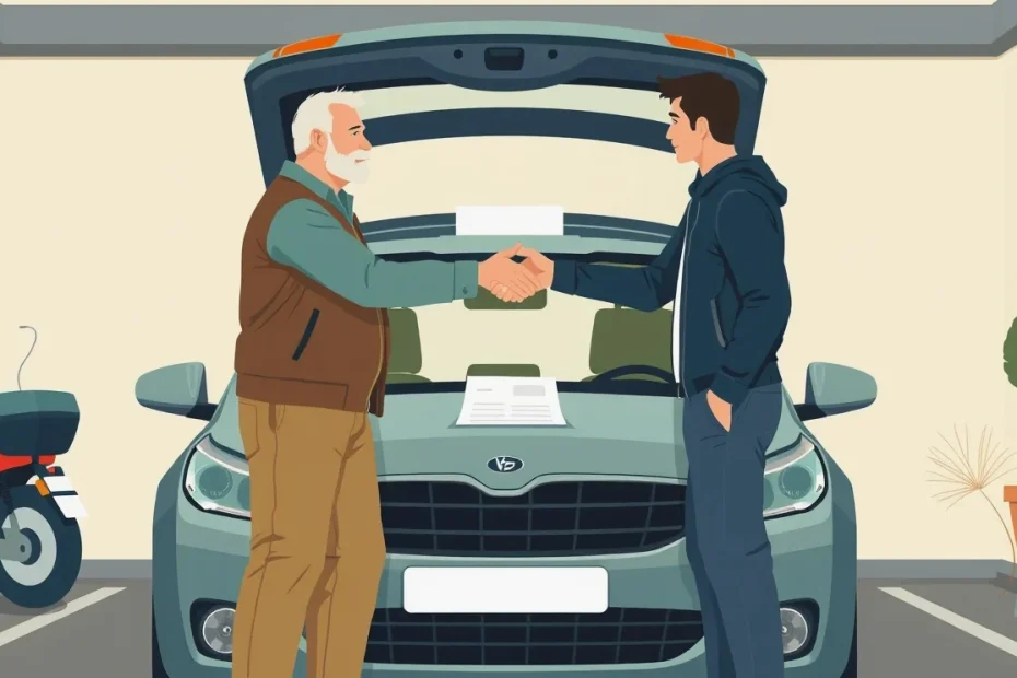 Vodič kontroluje technický preukaz a dokumenty k vozidlu Volkswagen pri stole