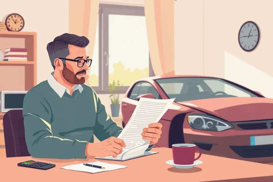 Technik v autoservise spisuje záznam o poškodení karosérie po dopravnej nehode