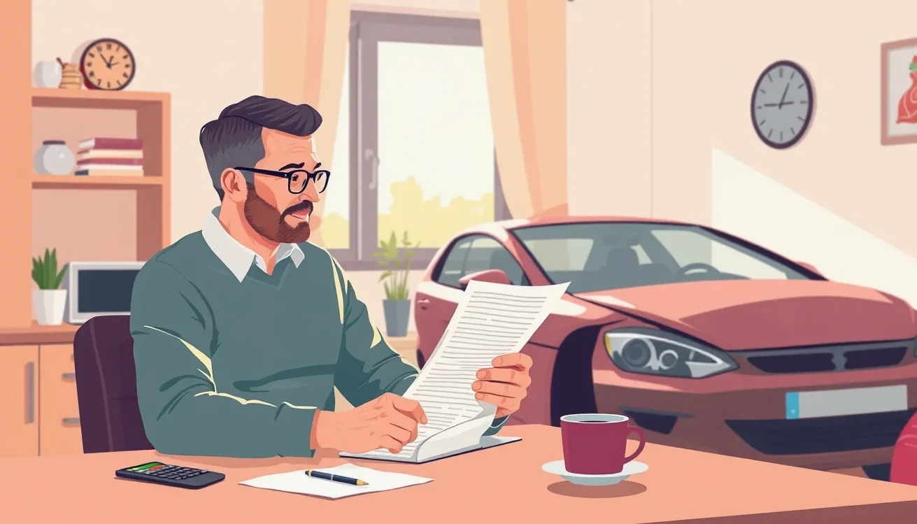 Technik v autoservise spisuje záznam o poškodení karosérie po dopravnej nehode