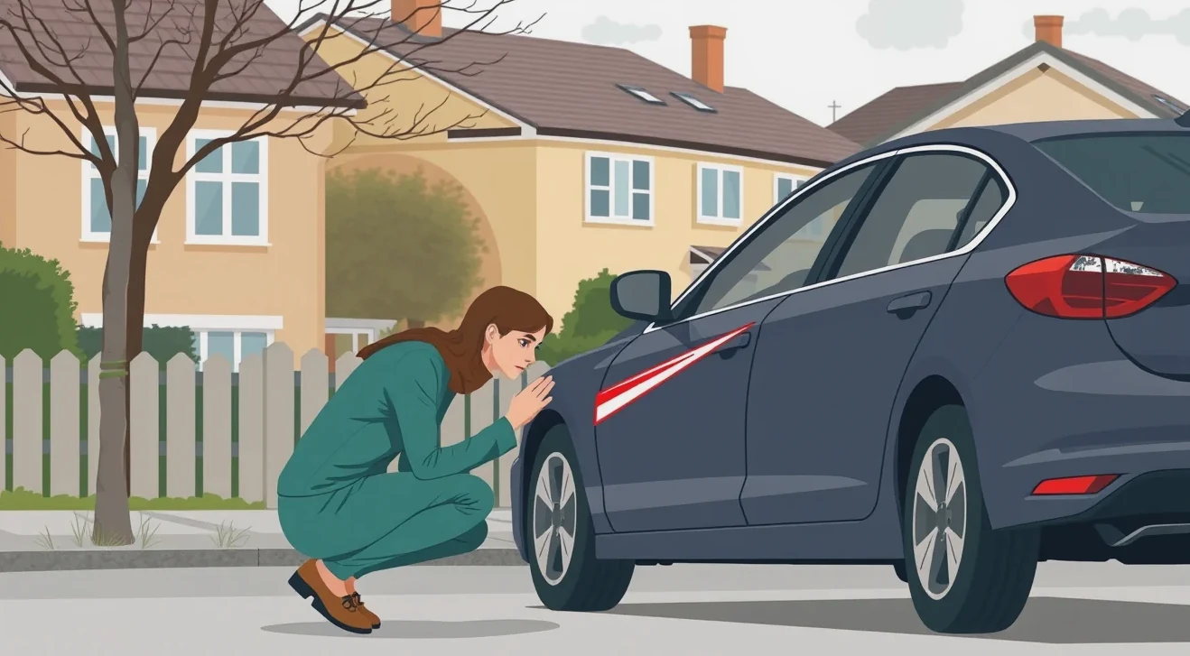 Detail prasknutého čelného skla osobného automobilu po náraze kamienka