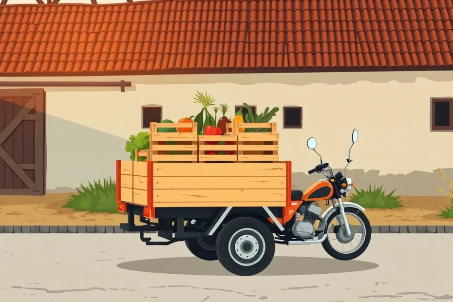 Elektrická trojkolka zaparkovaná pred rodinným domom na dvore