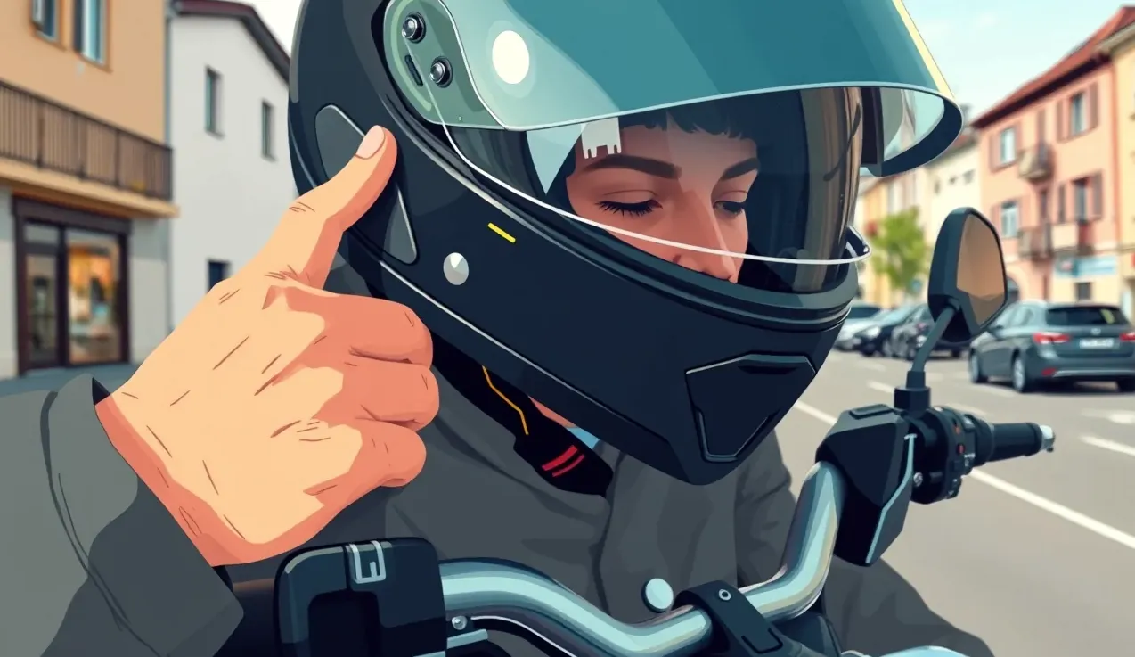 Detailné zapínanie remienka ochrannej motocyklovej prilby pred jazdou