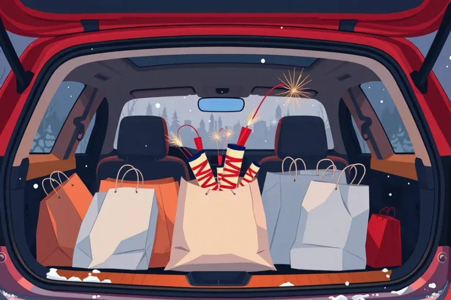 Ohorené osobné auto na parkovisku so stopami po pyrotechnike a hasení