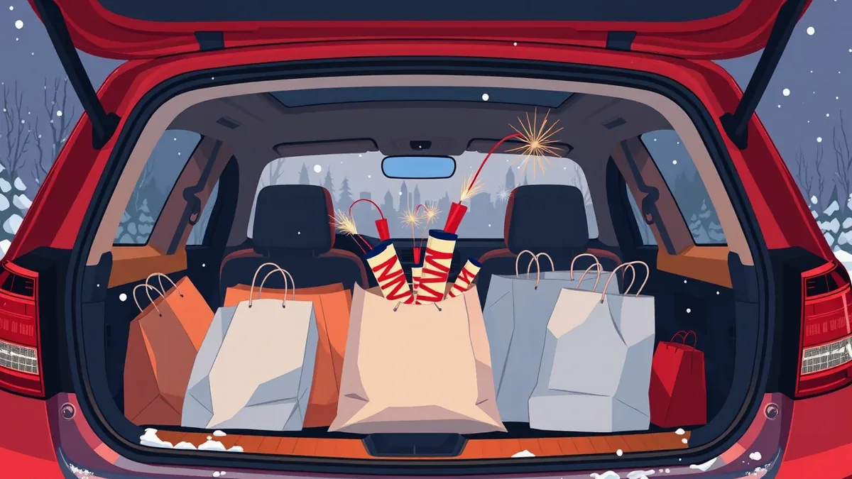 Ohorené osobné auto na parkovisku so stopami po pyrotechnike a hasení