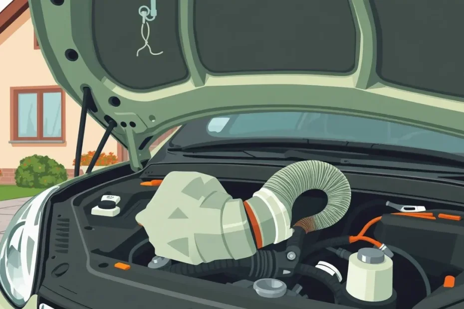 Mechanik kontroluje poškodenú kabeláž a hadice v motorovom priestore vozidla